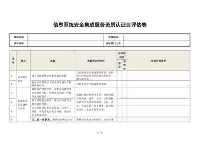 信息系统安全集成服务资质认证自评估指南